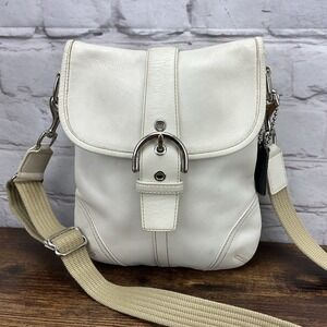 Vintage Coach SoHo Ivory Leather Y2K Swing Pack Crossbody buckle Bag